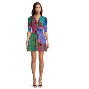 NWT Rhode Leanna Mini Dress - Mixed Print, Twist-Front - Size 14
